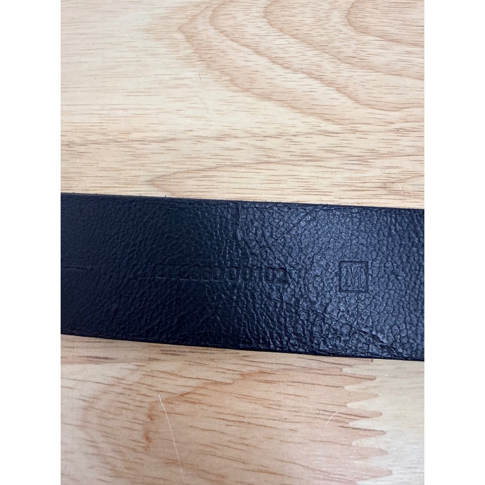 Fossil Black Genuine Leather Belt Silver Filigree Floral Buckle Medium #49 - Picture 6 of 6
